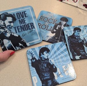 Elvis Presley Blue Coaster Set